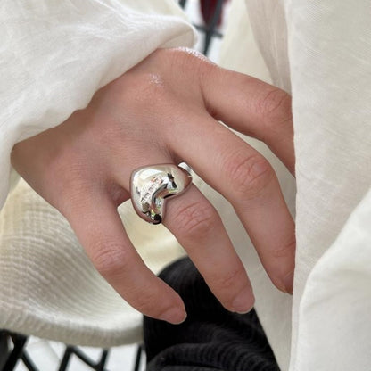 Engraved "LOVE ME" Open Band Silver Heart Ring JLTR0583