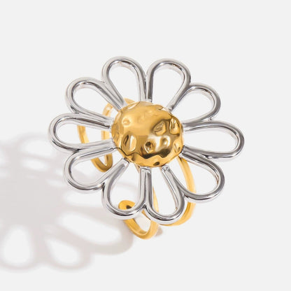 Bold Daisy Dual-Tone Adjustable Ring JLTR0618