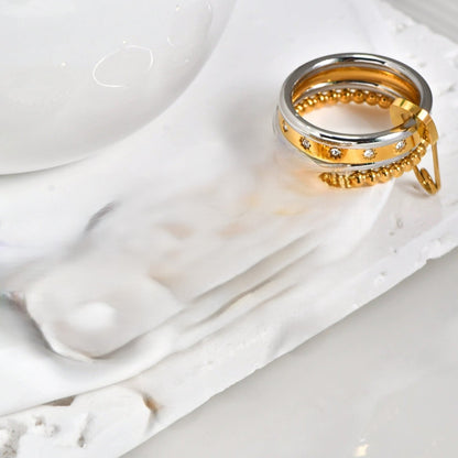 Dual Tone Safety Pin Statement Ring JLTR0632