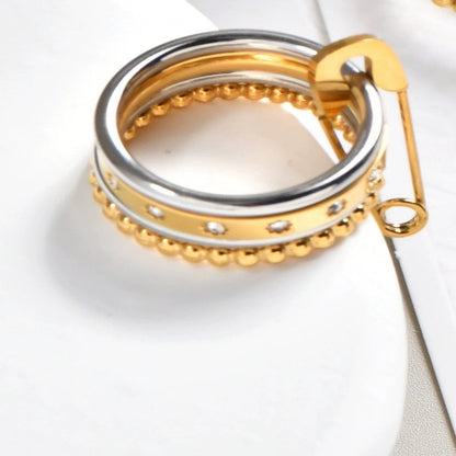 Dual Tone Safety Pin Statement Ring JLTR0632