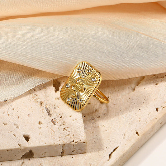 Gold Sunburst Snake Signet Ring JLTR0661