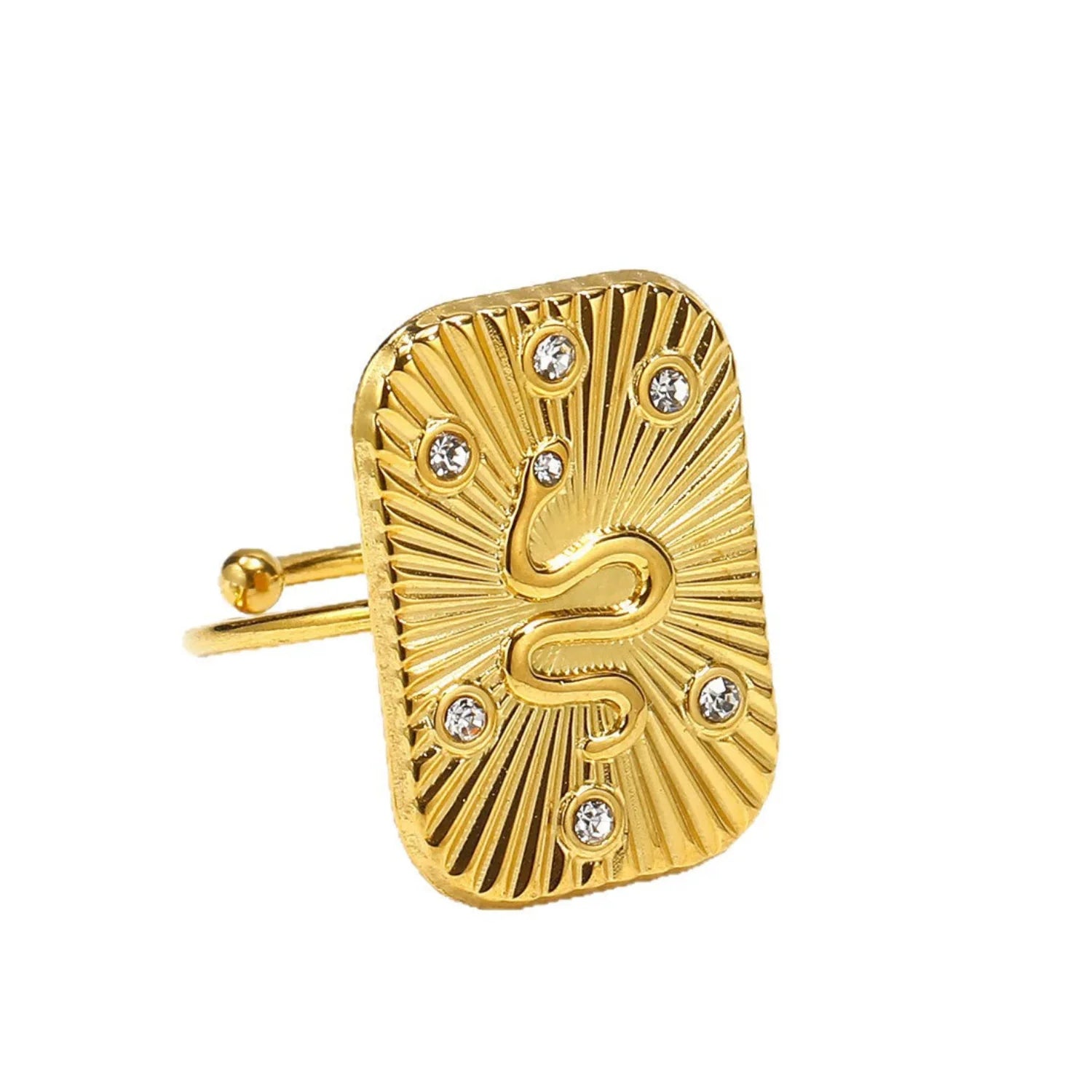 Gold Sunburst Snake Signet Ring JLTR0661