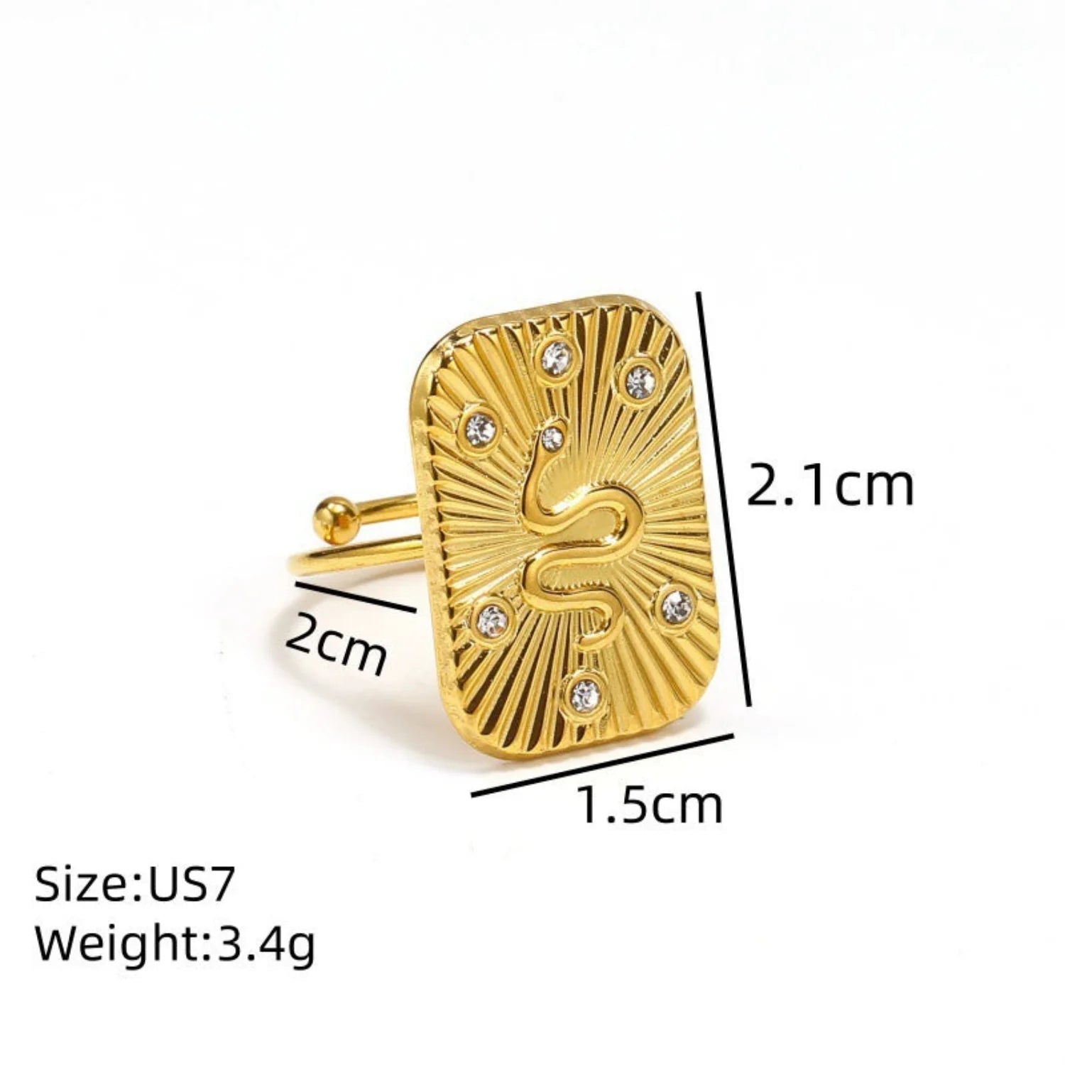 Gold Sunburst Snake Signet Ring JLTR0661