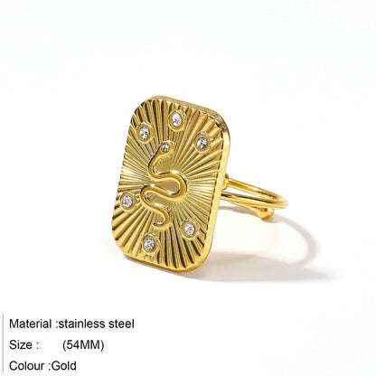 Gold Sunburst Snake Signet Ring JLTR0661