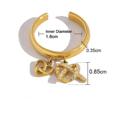 Gold Dual Bow Charm Ring JLTR0676