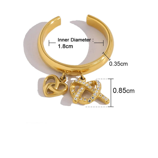 Gold Dual Bow Charm Ring JLTR0676