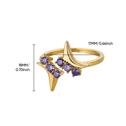 Purple Crystal Gold Starburst Ring JLTR0686
