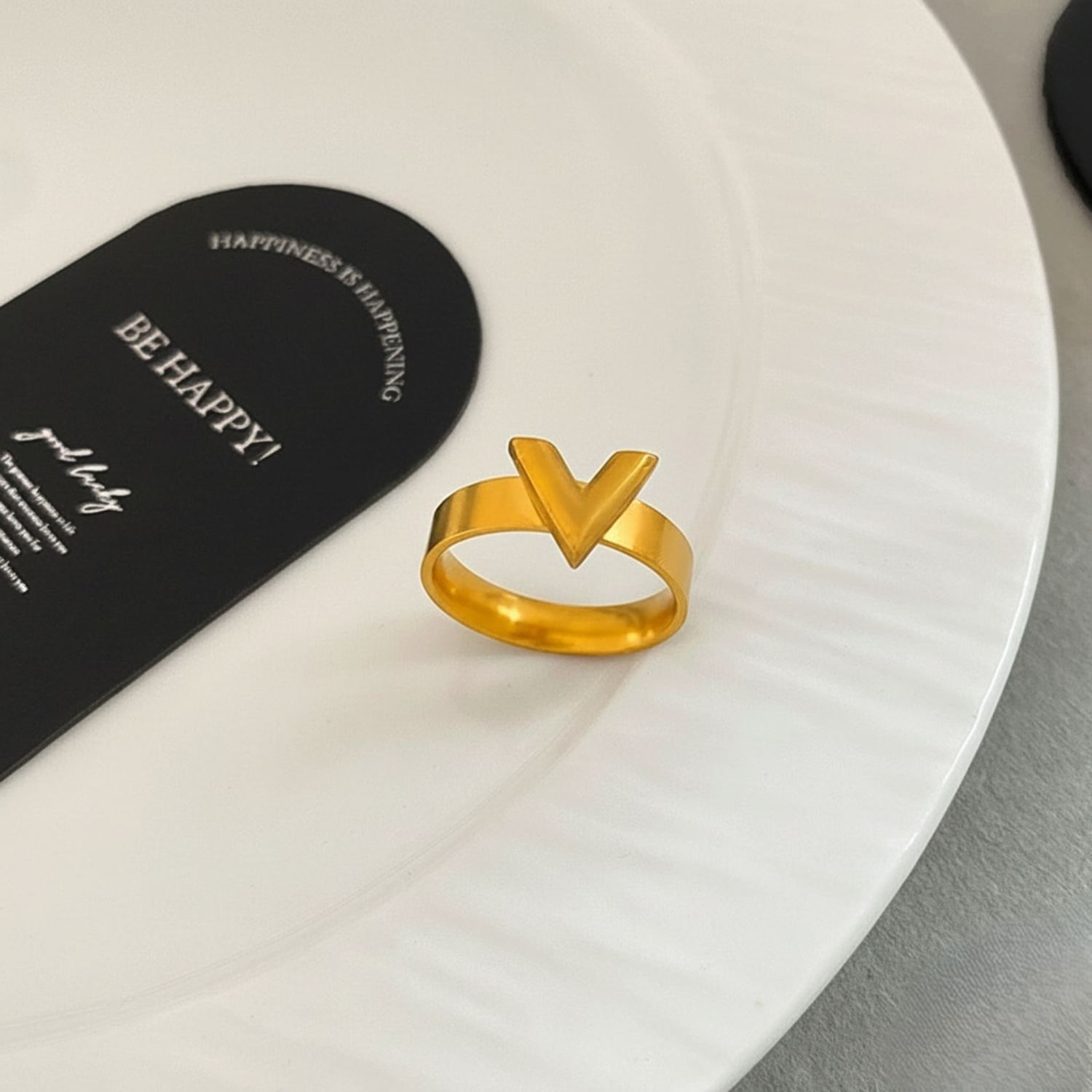 Minimalist Gold "V" Statement Ring JLTR0699