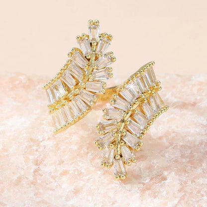 Gold Baguette Feather Statement Ring JLTR0705