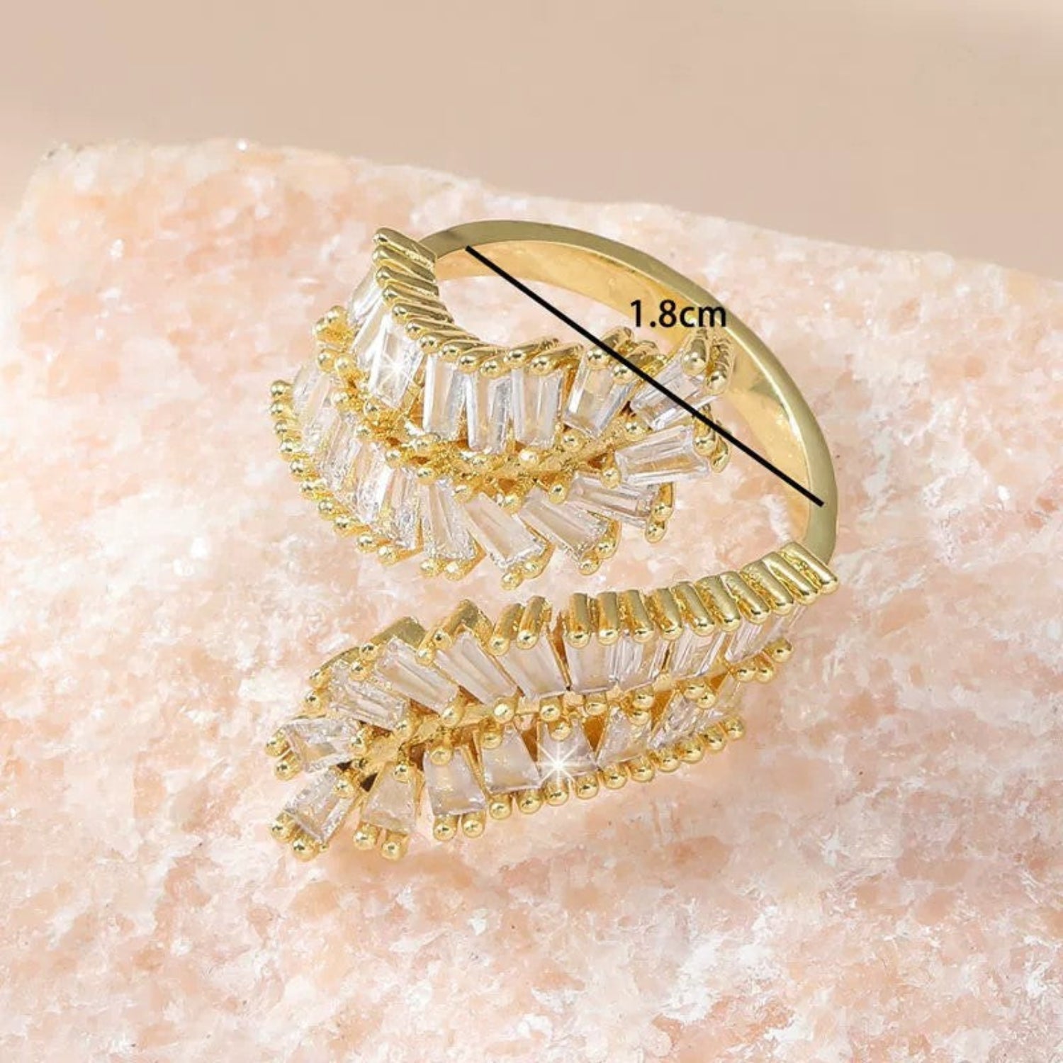Gold Baguette Feather Statement Ring JLTR0705