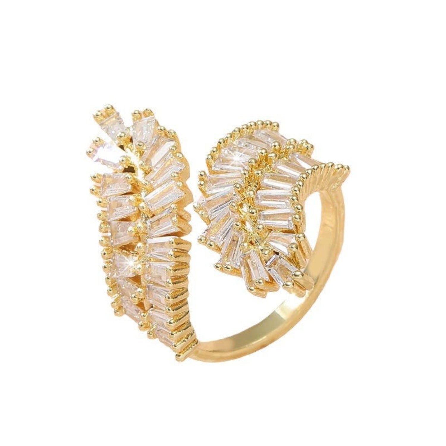 Gold Baguette Feather Statement Ring JLTR0705