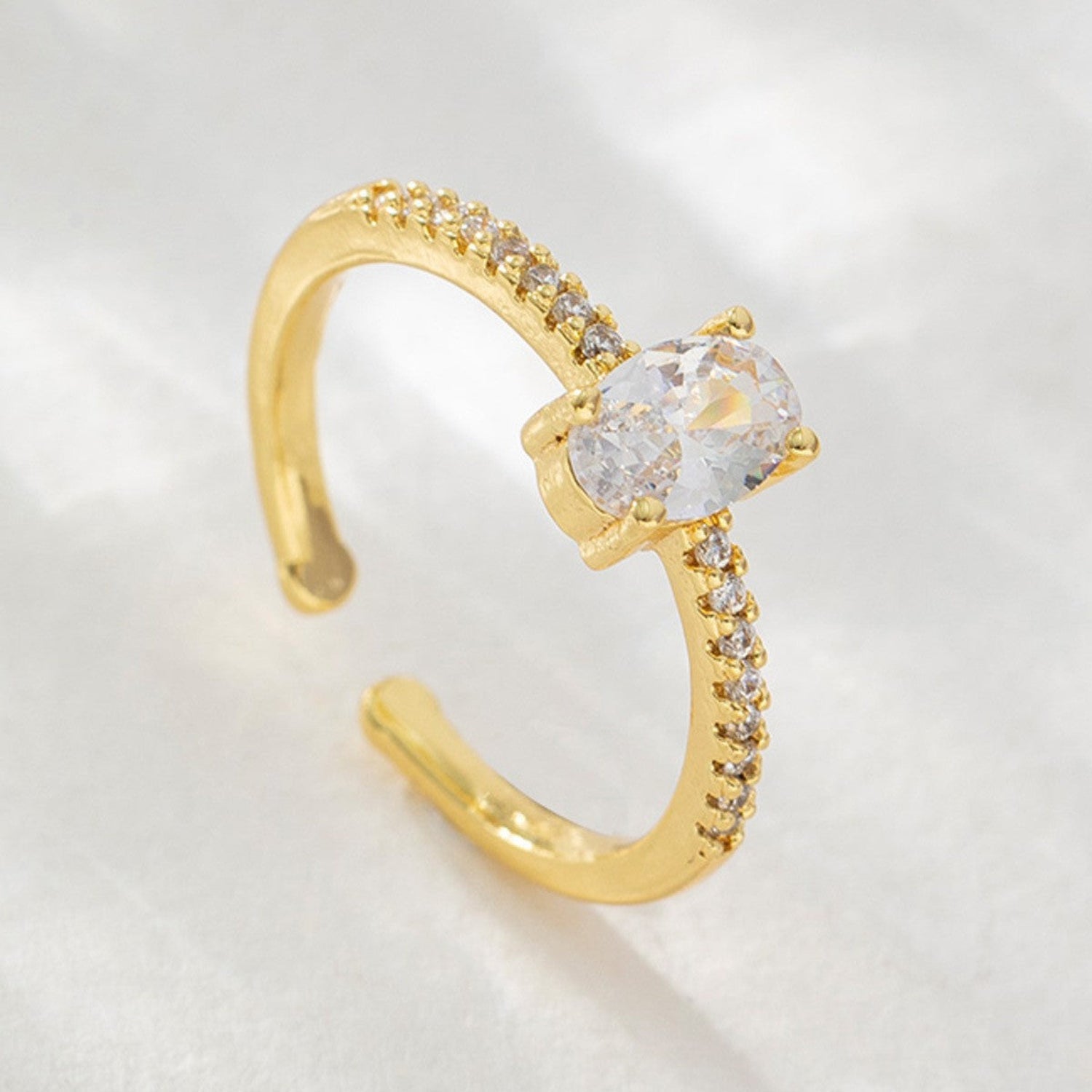 Gold Oval Crystal Adjustable Ring JLTR0711