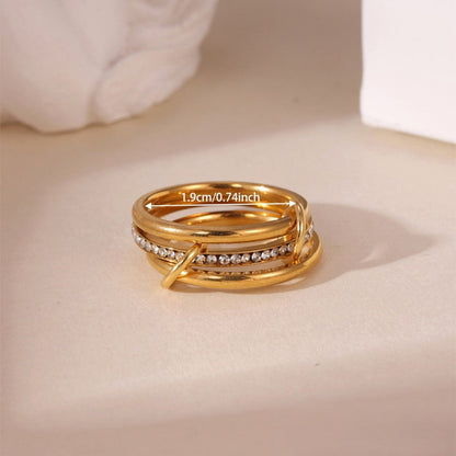Gold Crystal Interlocking Stack Ring JLTR0718