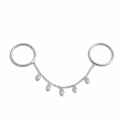 Silver Marquise Dangle Chain Ring JLTR0726