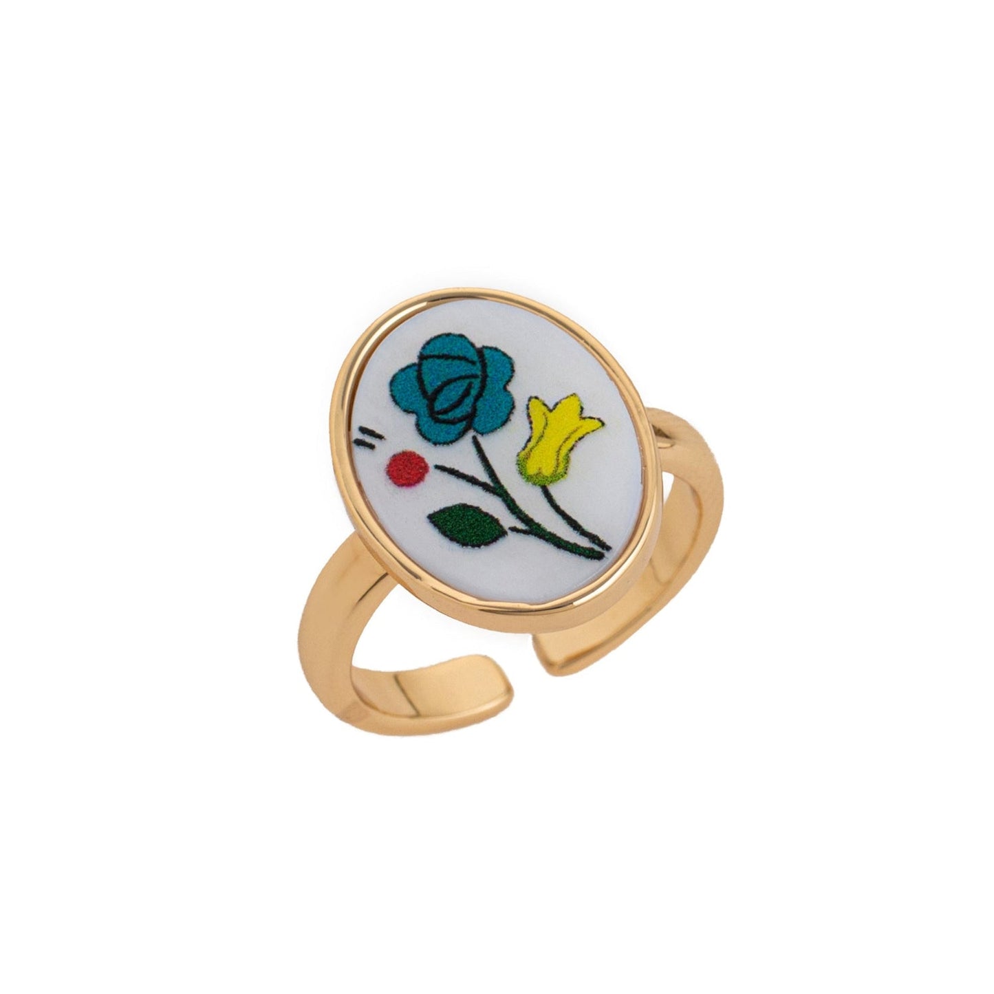 Vintage Floral Enamel Adjustable Ring JLTR0730