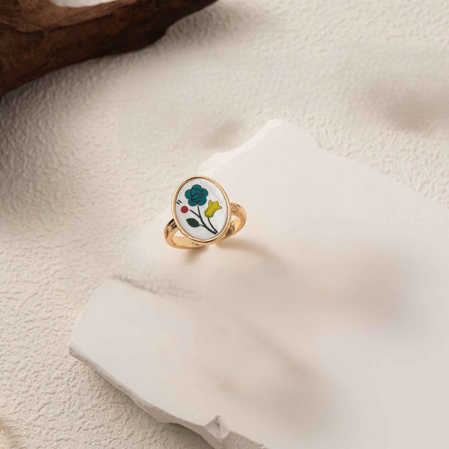 Vintage Floral Enamel Adjustable Ring JLTR0730