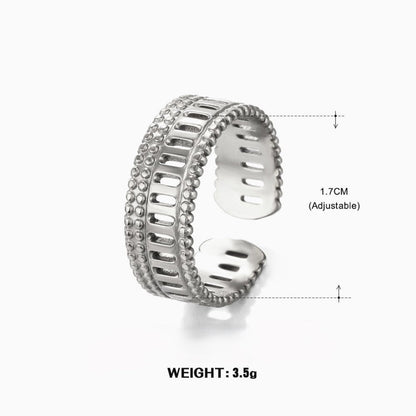 Silver Hollow Beaded Open Ring JLTR0737