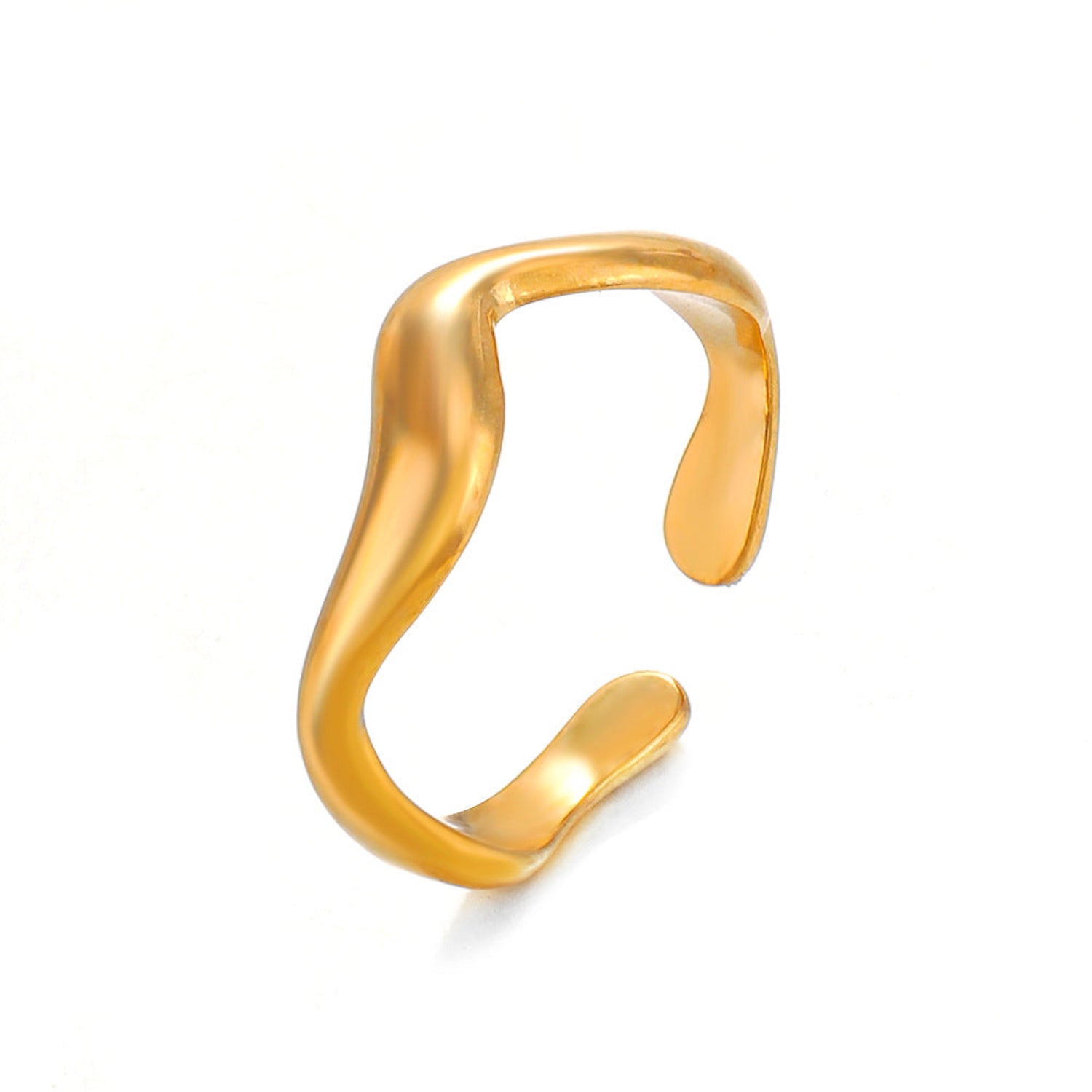 Gold Minimalist Wavy Adjustable Ring JLTR0743