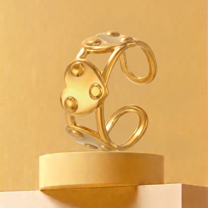Golden Hammered Wide Statement Ring JLTR0748