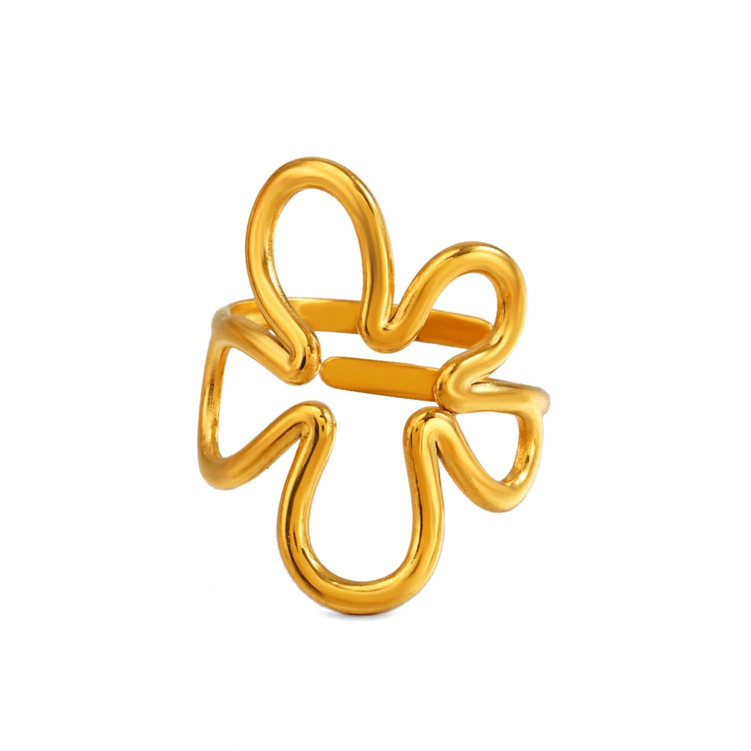 Golden Abstract Floral Statement Ring JLTR0758