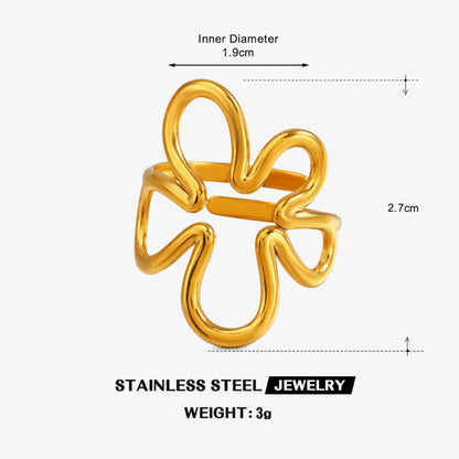 Golden Abstract Floral Statement Ring JLTR0758