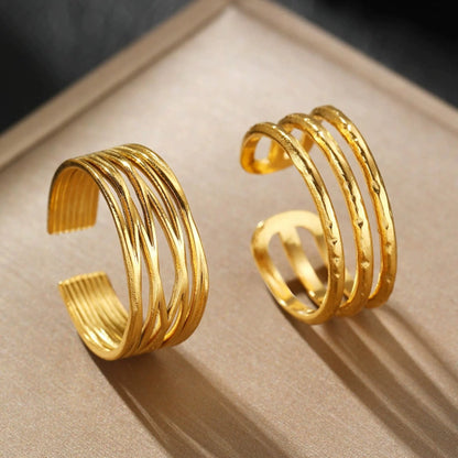 Elegant multi-band gold ring set: hand jewelry JLTR0518
