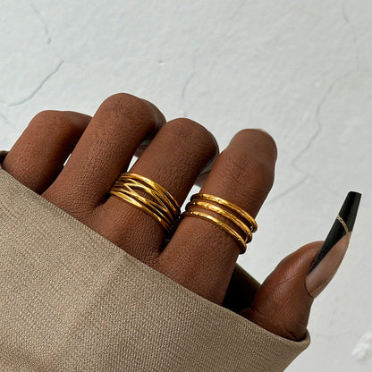 Elegant multi-band gold ring set: hand jewelry JLTR0518