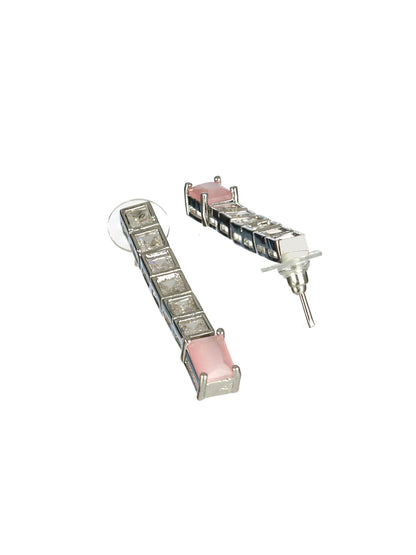 Priyaasi Pink Blocks AD Silver-Plated Jewellery Set