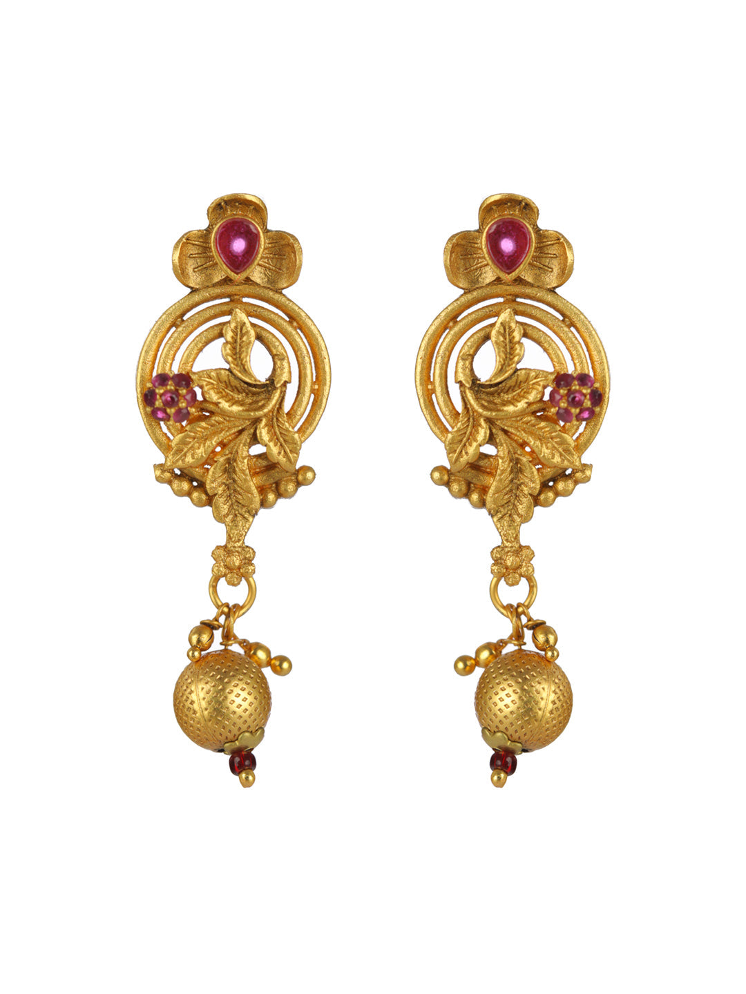 Priyaasi Leaf Flower Studded Gold-Plated Jewellery Set