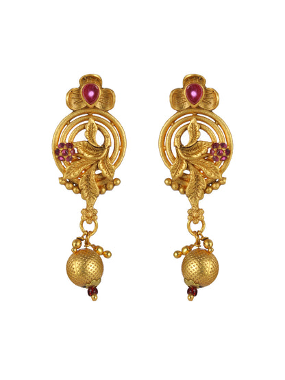 Priyaasi Leaf Flower Studded Gold-Plated Jewellery Set