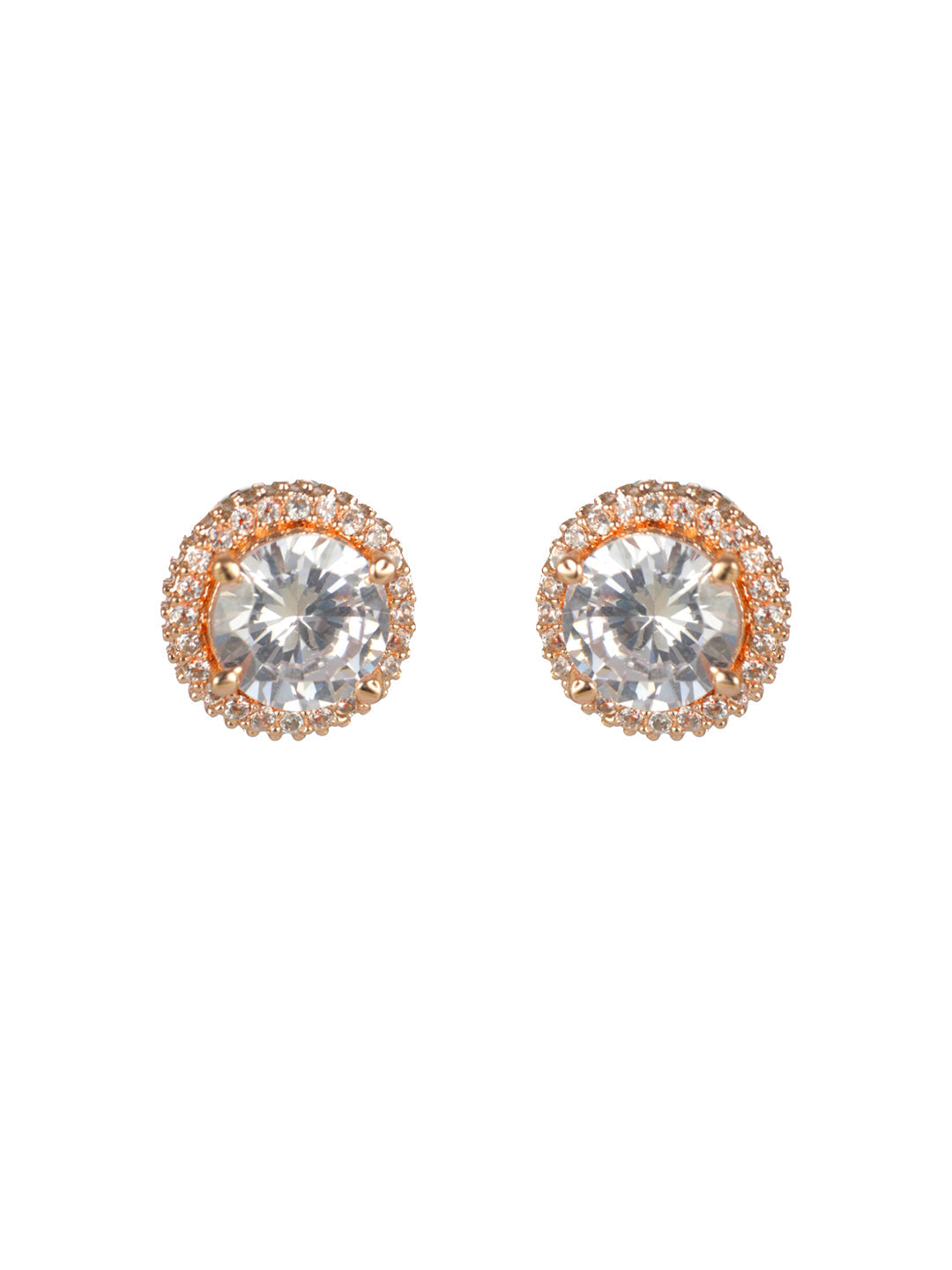 Priyaasi Round Solitaire Rose Gold-Plated Jewellery Set