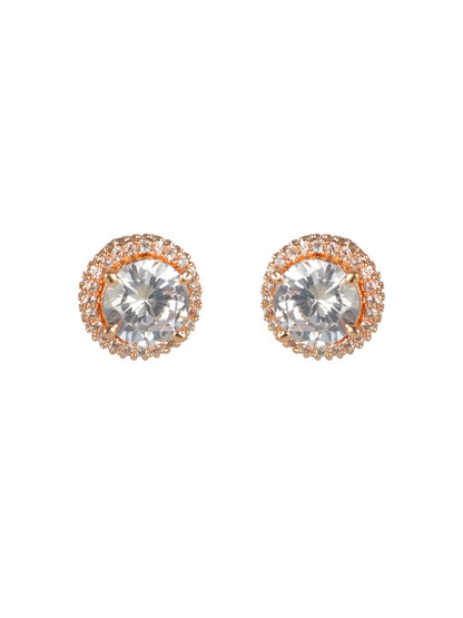 Priyaasi Round Solitaire Rose Gold-Plated Jewellery Set
