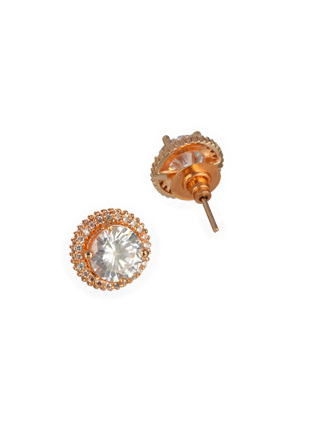 Priyaasi Round Solitaire Rose Gold-Plated Jewellery Set