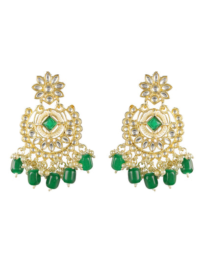 Priyaasi Green Floral Kundan Multilayer Gold-Plated Jewellery Set