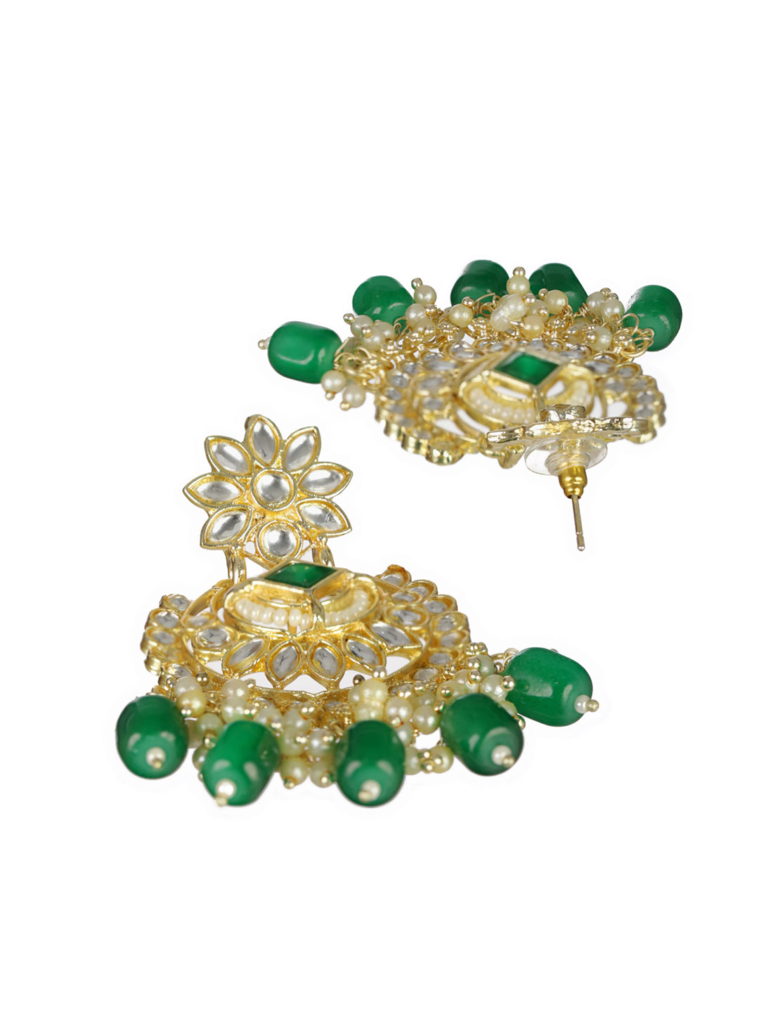 Priyaasi Green Floral Kundan Multilayer Gold-Plated Jewellery Set