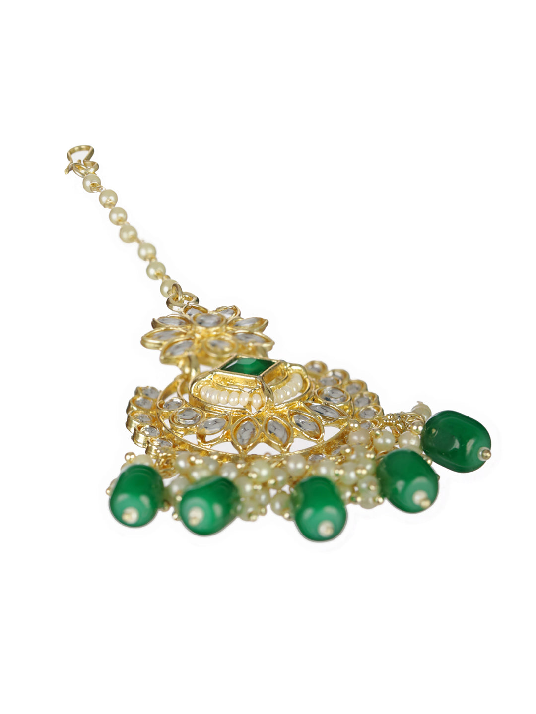 Priyaasi Green Floral Kundan Multilayer Gold-Plated Jewellery Set