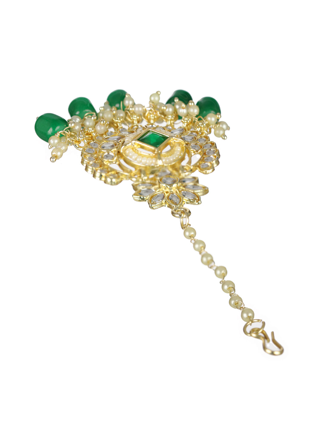 Priyaasi Green Floral Kundan Multilayer Gold-Plated Jewellery Set