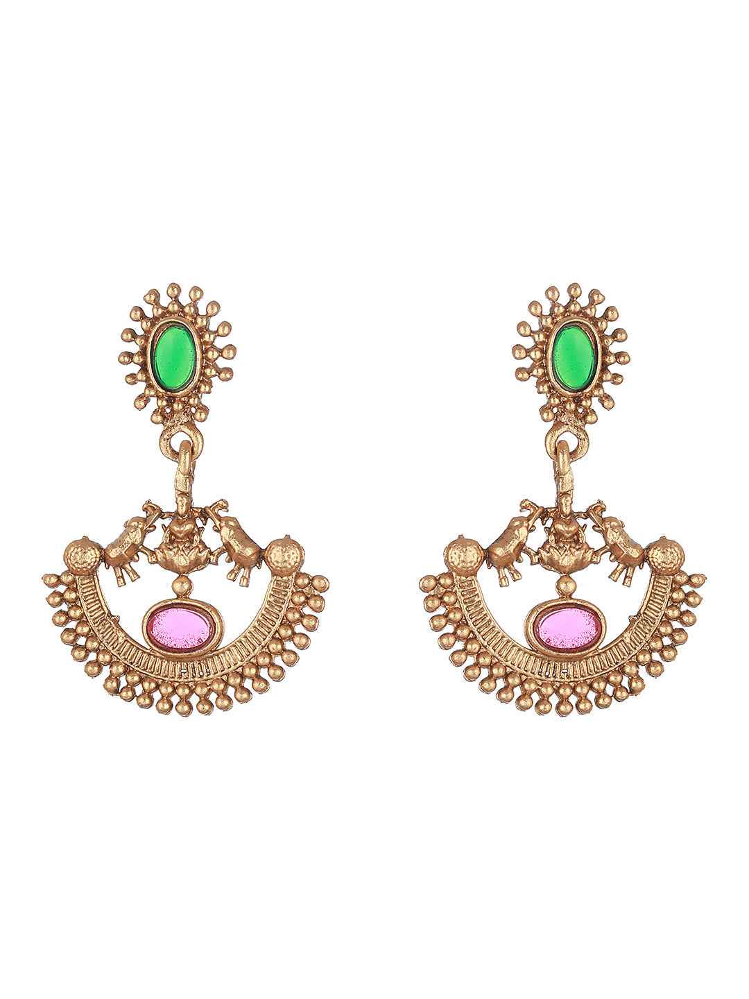 Priyaasi Multicolor Stone Ganesha Laxmi Coin Gold-Plated Jewellery Set