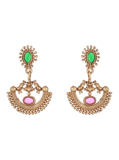 Priyaasi Multicolor Stone Ganesha Laxmi Coin Gold-Plated Jewellery Set