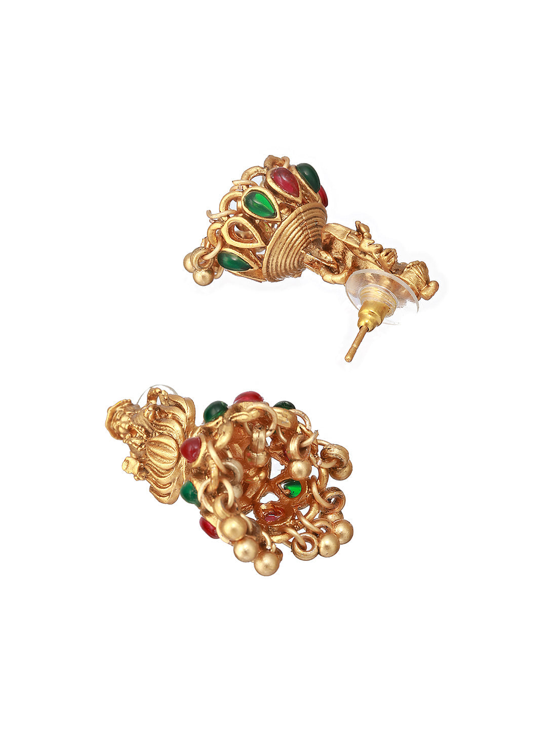 Priyaasi Goddess Laxmi Peacock Kemp Stone Gold-Plated Jewellery Set
