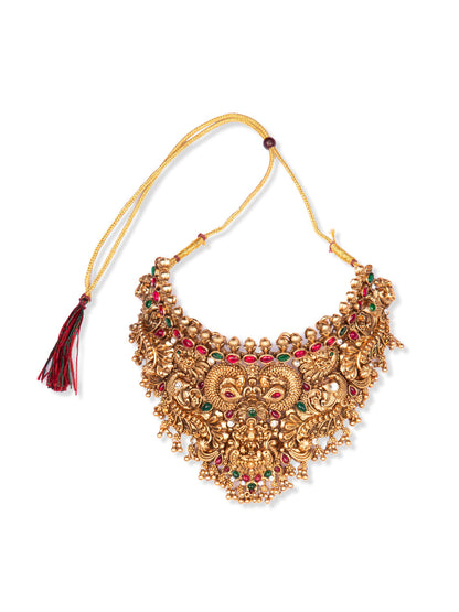 Priyaasi Gold Plated Goddess Laxmi Temple Choker Set