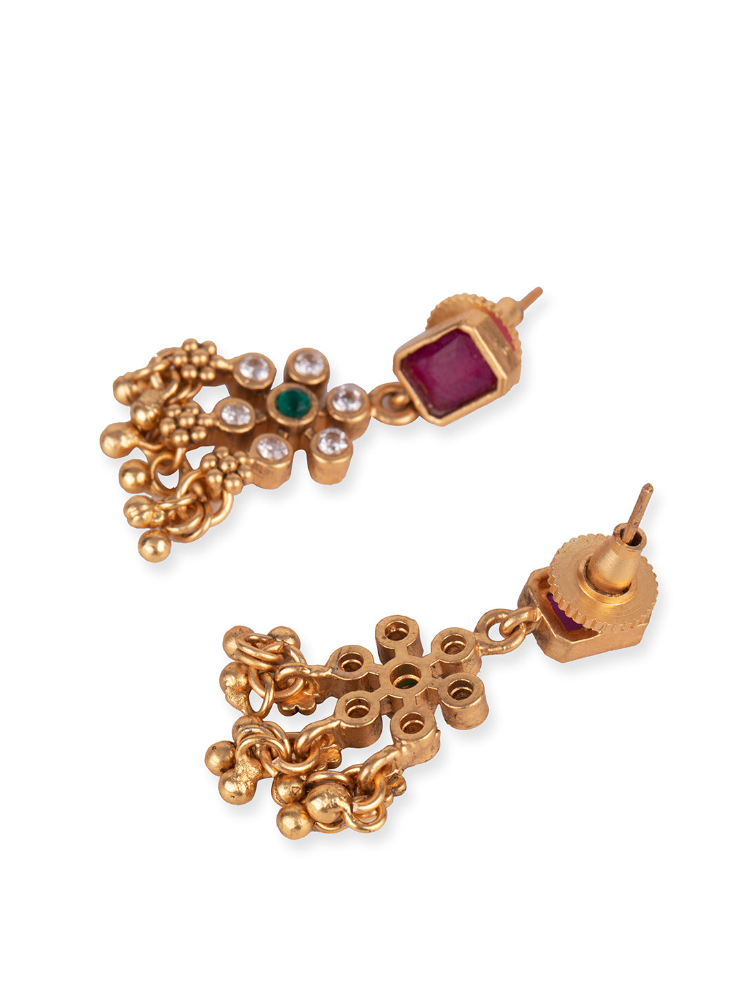 Priyaasi Stone Studded Gold Plated Floral Jewellery Set
