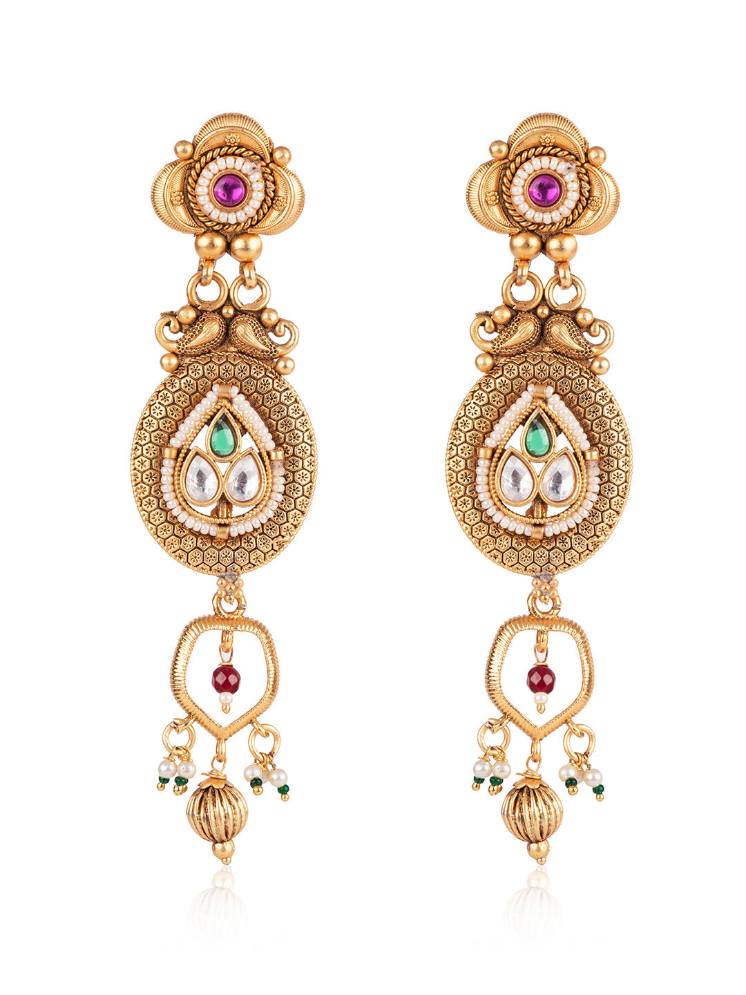 Priyaasi Gold Plated Stone Studded Floral Choker Set with Maangtika
