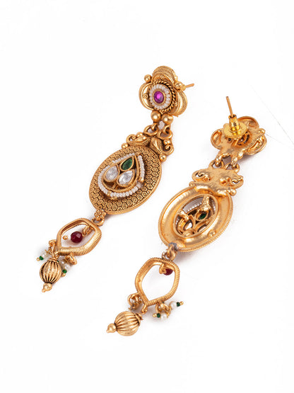 Priyaasi Gold Plated Stone Studded Floral Choker Set with Maangtika
