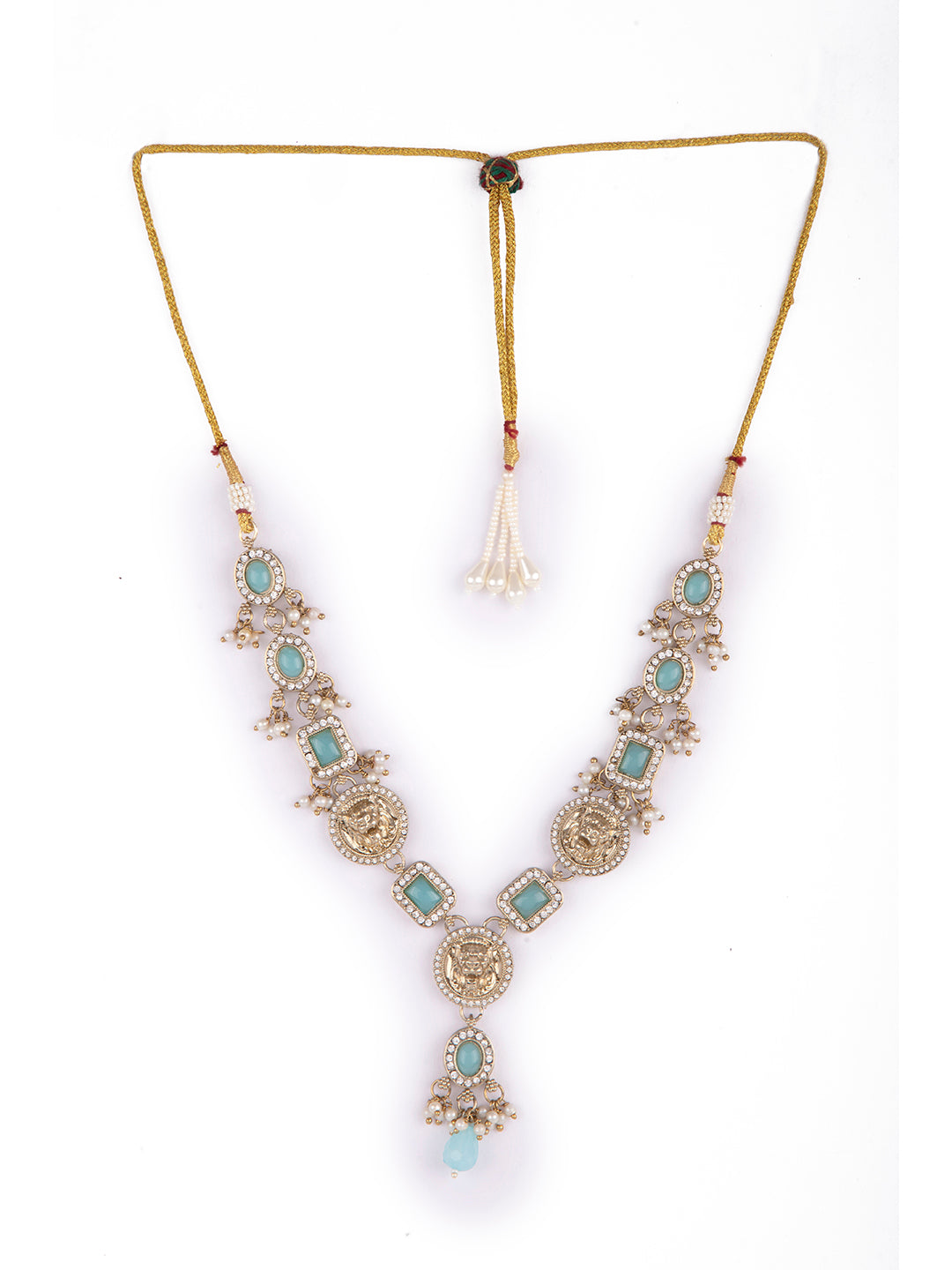 Priyaasi Sky Blue Stone Studded Gold Plated Jewellery Set