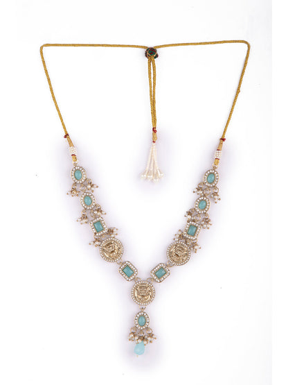 Priyaasi Sky Blue Stone Studded Gold Plated Jewellery Set