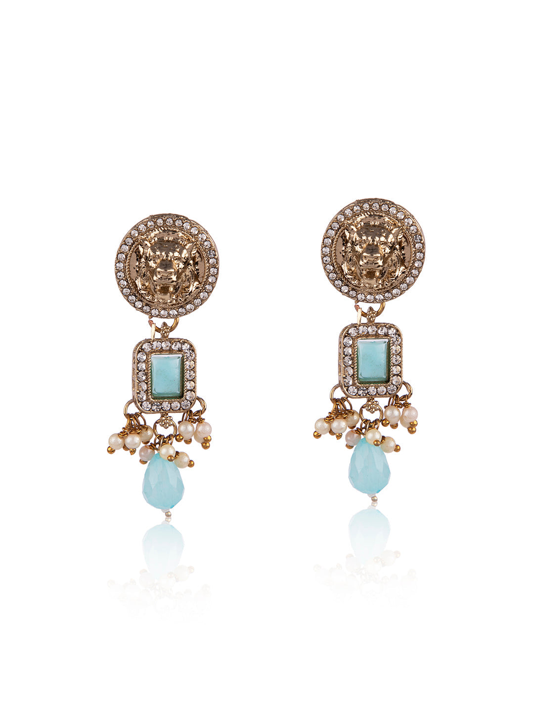 Priyaasi Sky Blue Stone Studded Gold Plated Jewellery Set