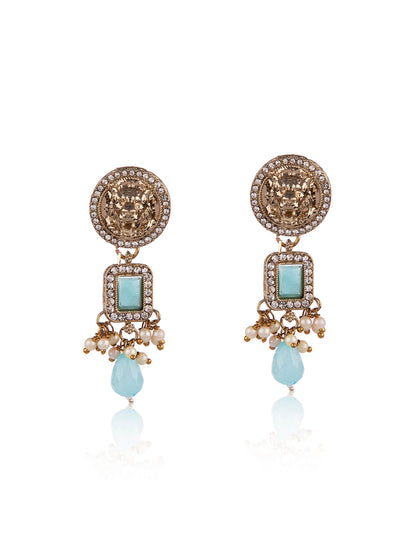 Priyaasi Sky Blue Stone Studded Gold Plated Jewellery Set