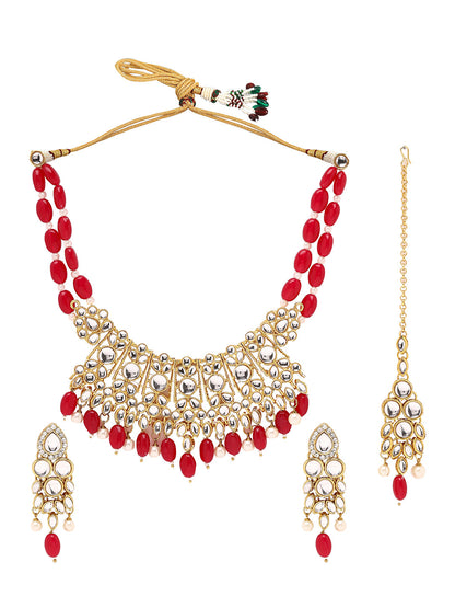 Priyaasi The Combo of Radiant Rubies and Elegant Kundan Jewellery Set