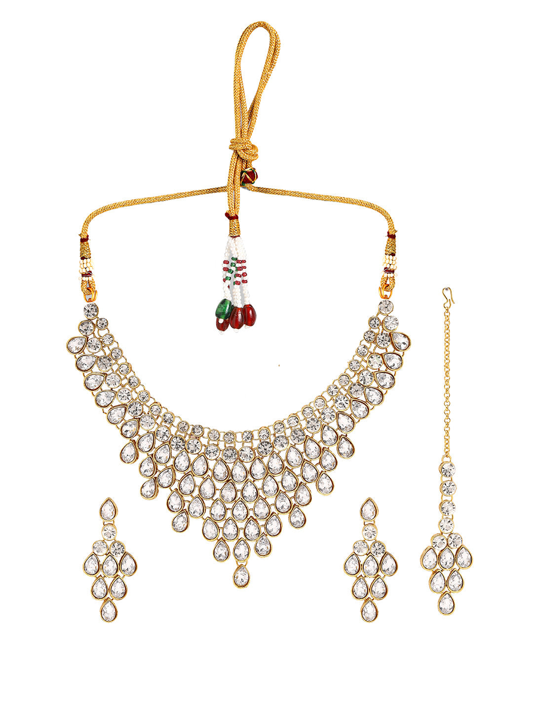 Priyaasi Graceful Grandeur Kundan Necklace Set and Maangtika Ensemble